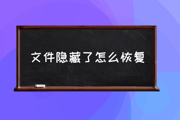 文件隐藏了怎么恢复