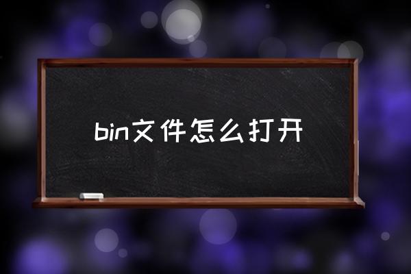 bin文件怎么打开