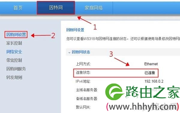 检查华为路由器上网设置是否成功