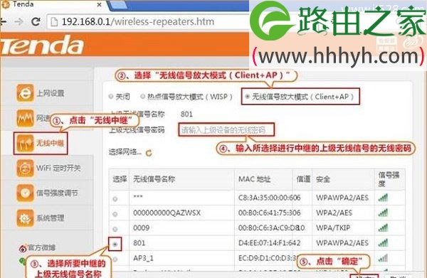 腾达T886上 无线信号放大(Client+AP)中继模式设置