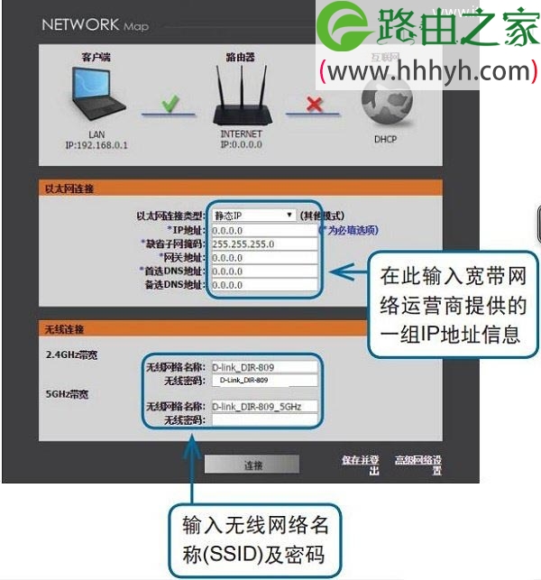 DIR822路由器中，设置静态IP上网