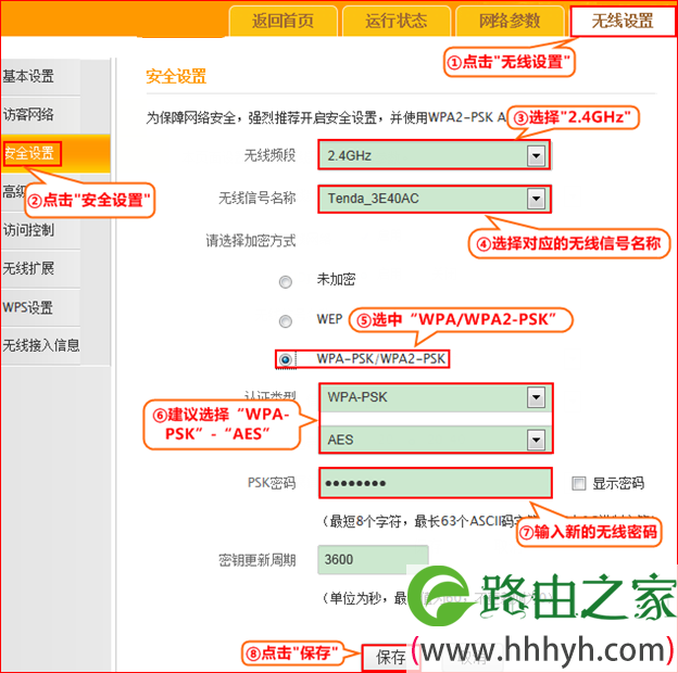 腾达F1200路由器上无线安全设置