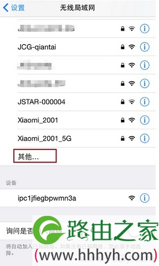 打开iPhone手机中 无线局域网 设置下的 其它选项