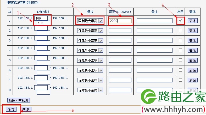 tp-link路由器设置ip宽带控制的参数