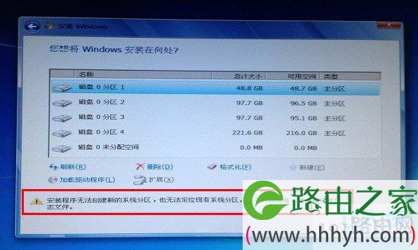 安装程序无法创建新的系统分区