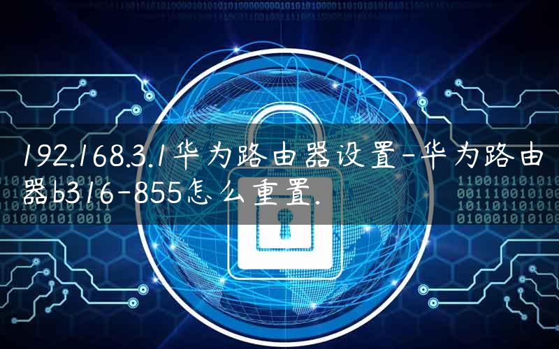 192.168.3.1华为路由器设置-华为路由器b316-855怎么重置.